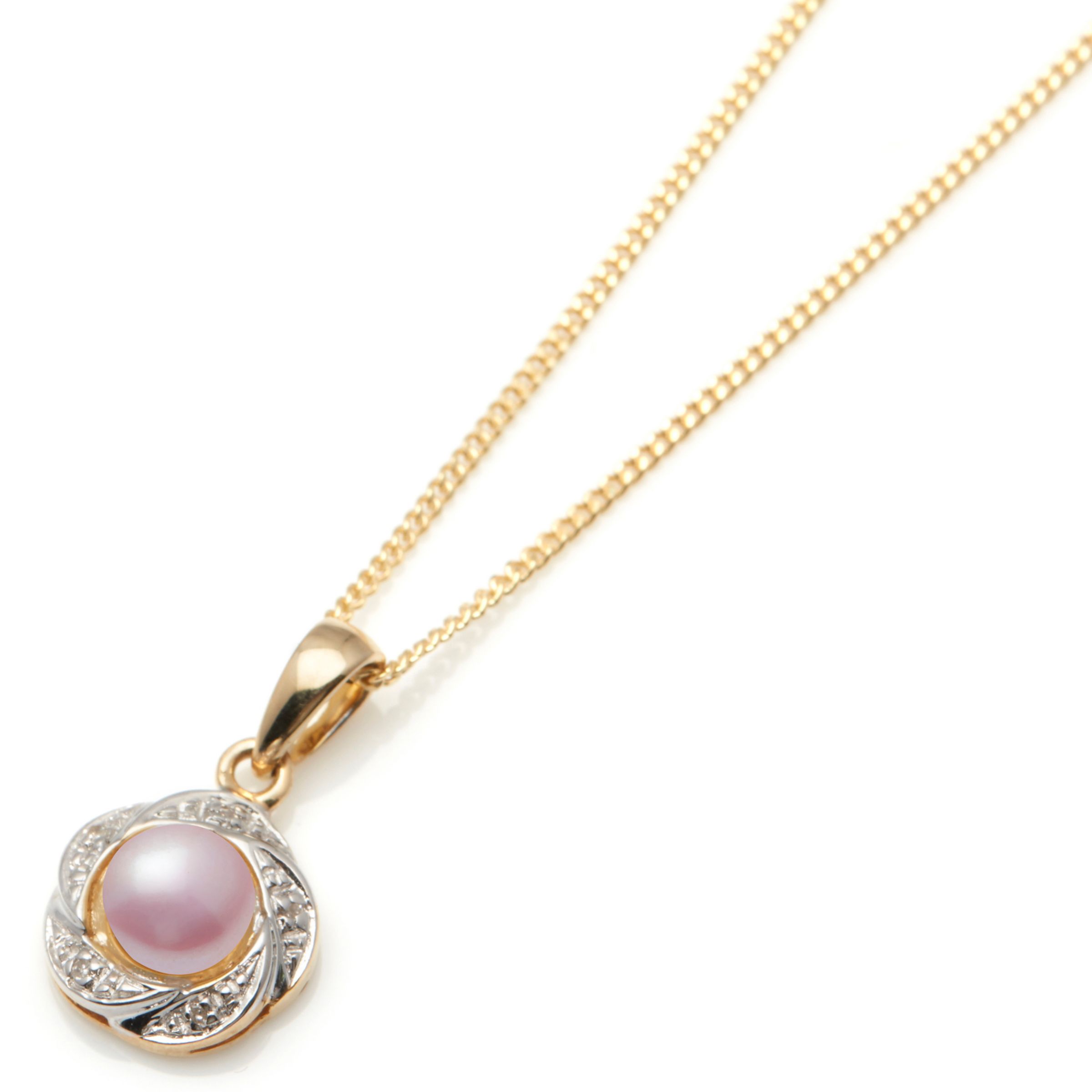 Buy A B Davis 9ct Gold Diamond and Freshwater Pearl Flower Pendant Necklace Online at johnlewis.com