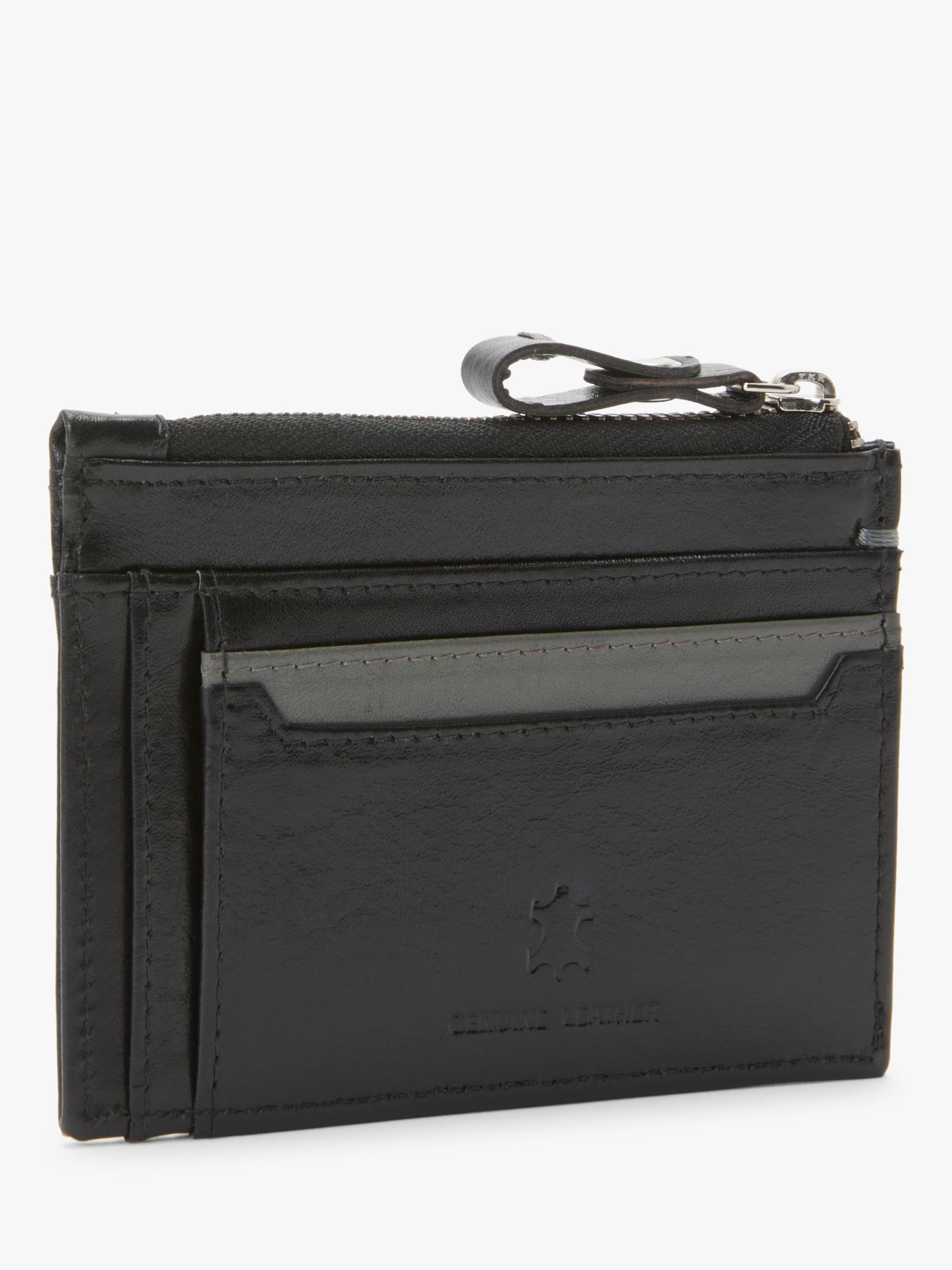 John Lewis & Partners Genuine Leather Card Holder, Black at John Lewis