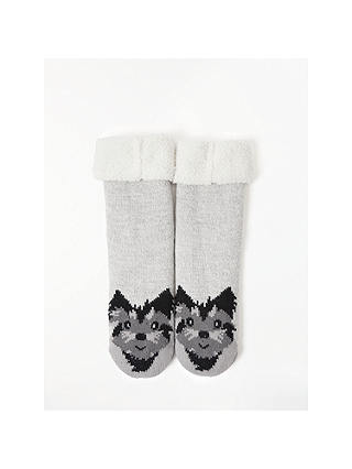 John Lewis & Partners Scottie Dog Ankle High Chunky Bootie Socks, Grey