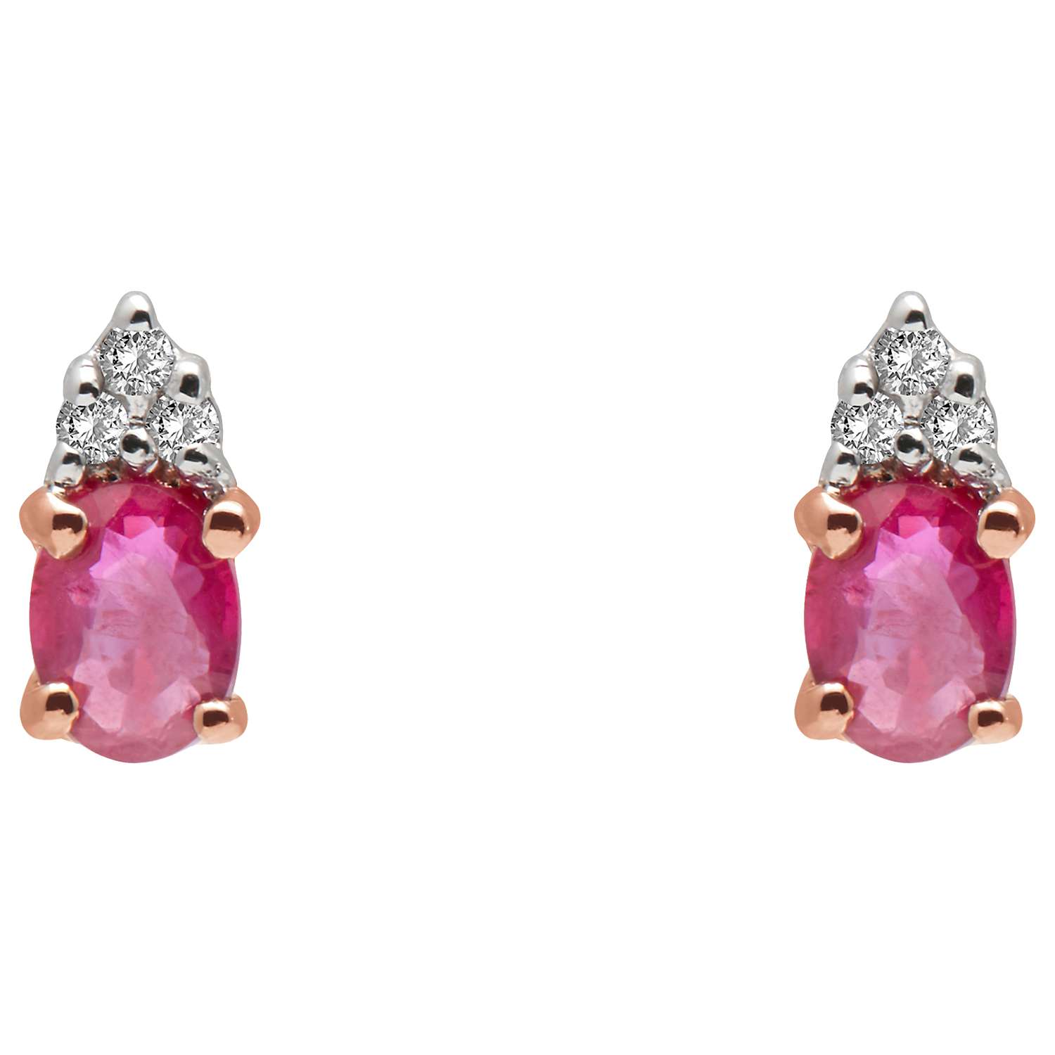 Buy A B Davis 9ct Gold Oval Diamond and Precious Stone Stud Earrings Online at johnlewis.com