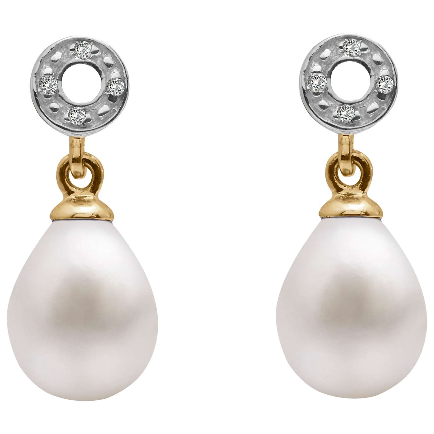 Buy A B Davis 9ct Gold Freshwater Pearl and Diamond Circle Drop Earrings Online at johnlewis.com