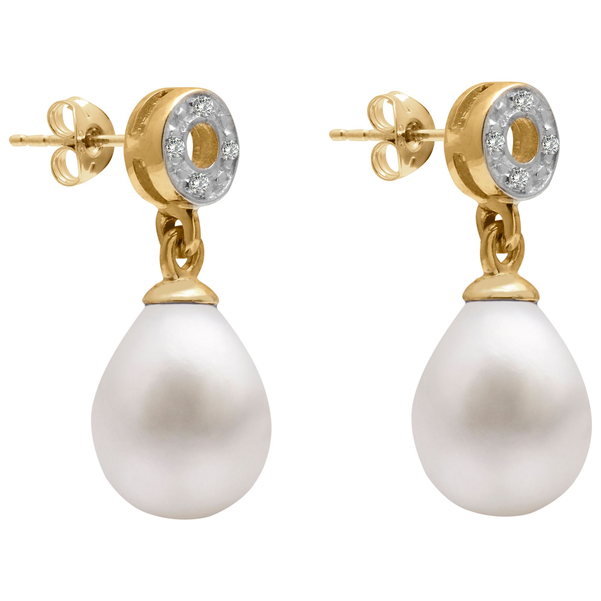 Buy A B Davis 9ct Gold Freshwater Pearl and Diamond Circle Drop Earrings Online at johnlewis.com