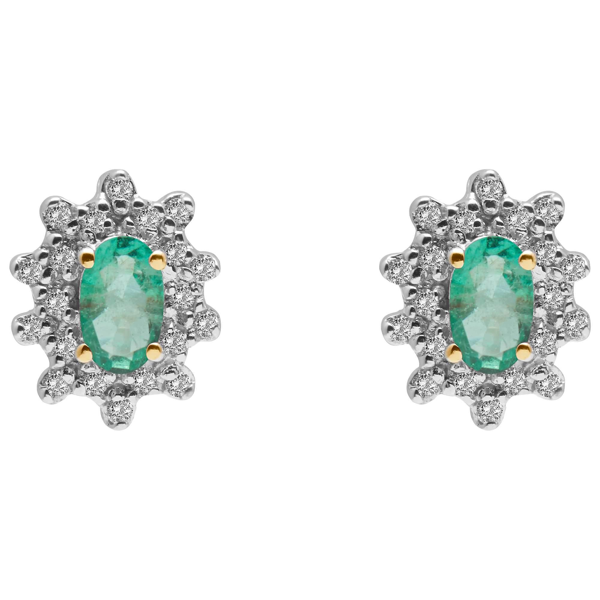 Buy A B Davis 9ct Gold Oval Precious Stone and Cluster Diamond Stud Earrings Online at johnlewis.com