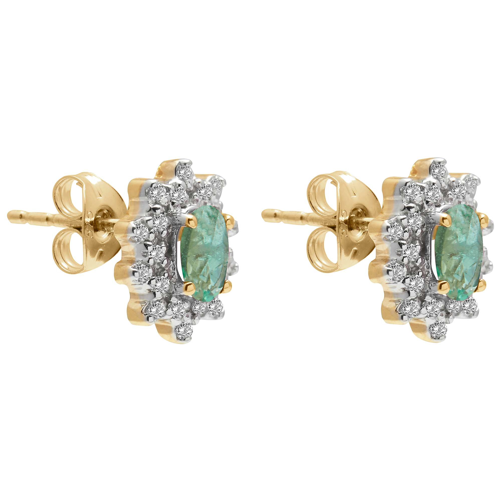 Buy A B Davis 9ct Gold Oval Precious Stone and Cluster Diamond Stud Earrings Online at johnlewis.com