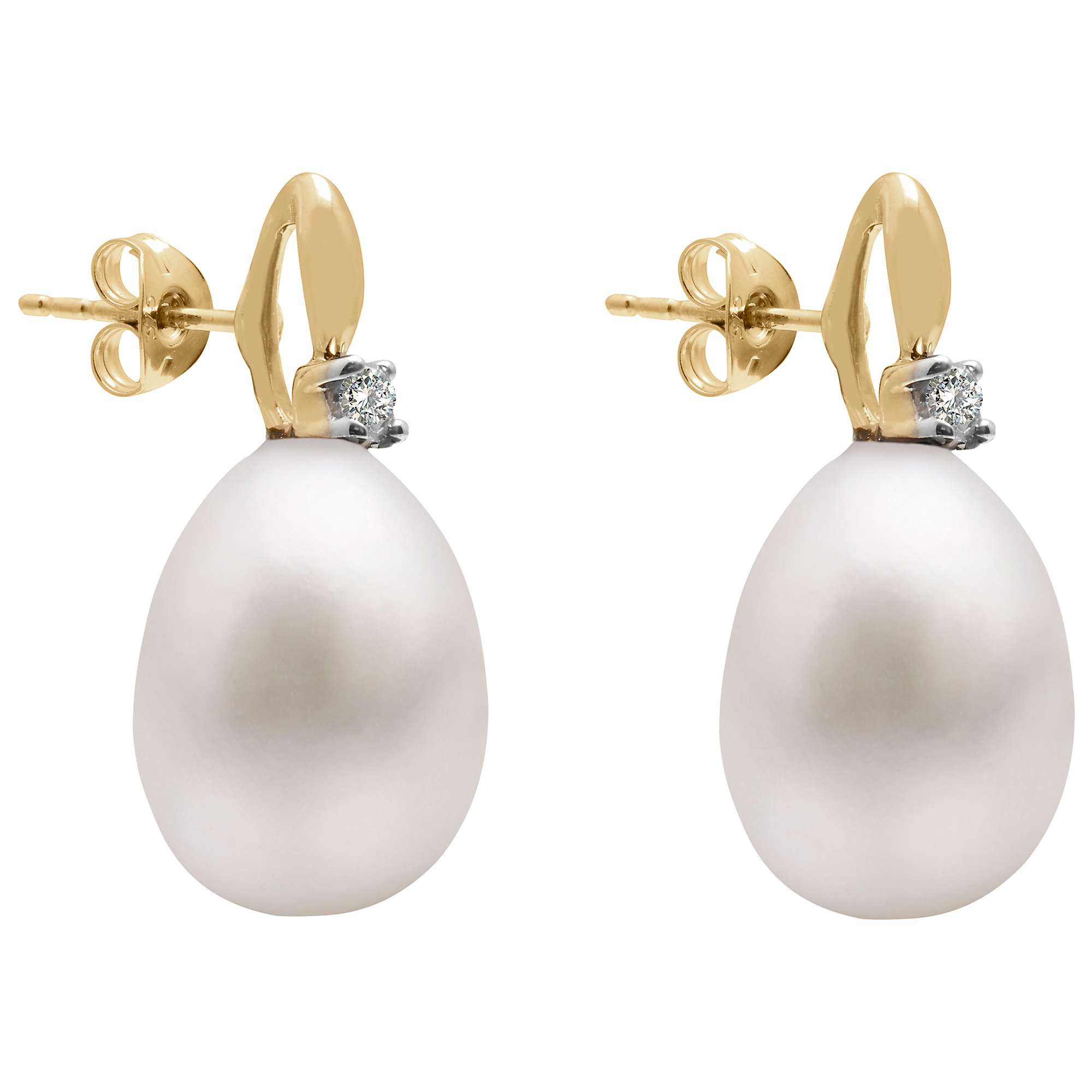 Buy A B Davis 9ct Gold Freshwater Pearl Solitaire Diamond Drop Earrings Online at johnlewis.com