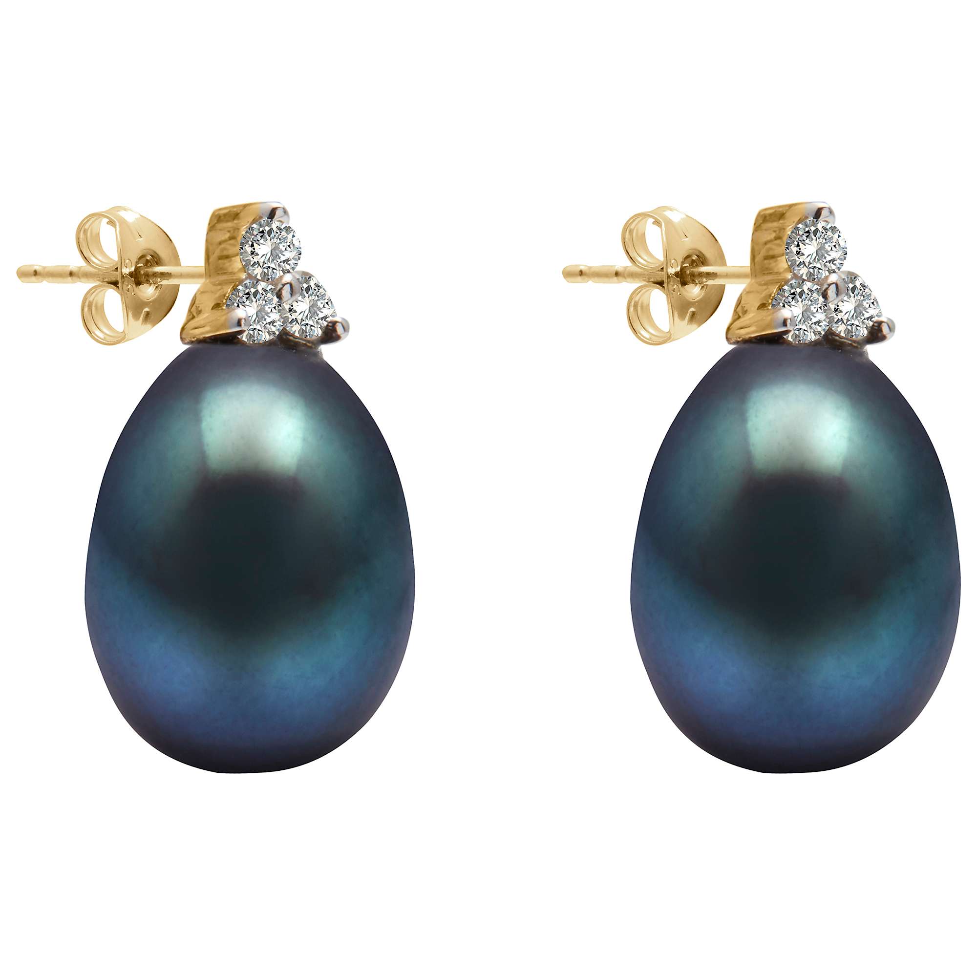Buy A B Davis 9ct Gold Freshwater Pearl Diamond Trefoil Stud Earrings Online at johnlewis.com