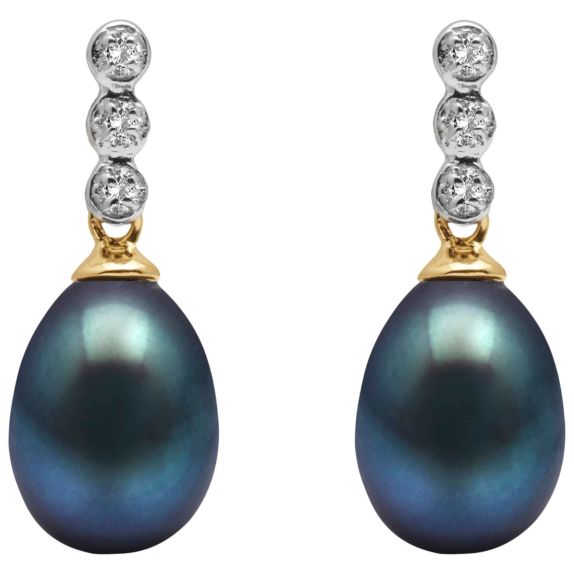 Buy A B Davis 9ct Gold Freshwater Pearl Three Diamond Drop Earrings Online at johnlewis.com