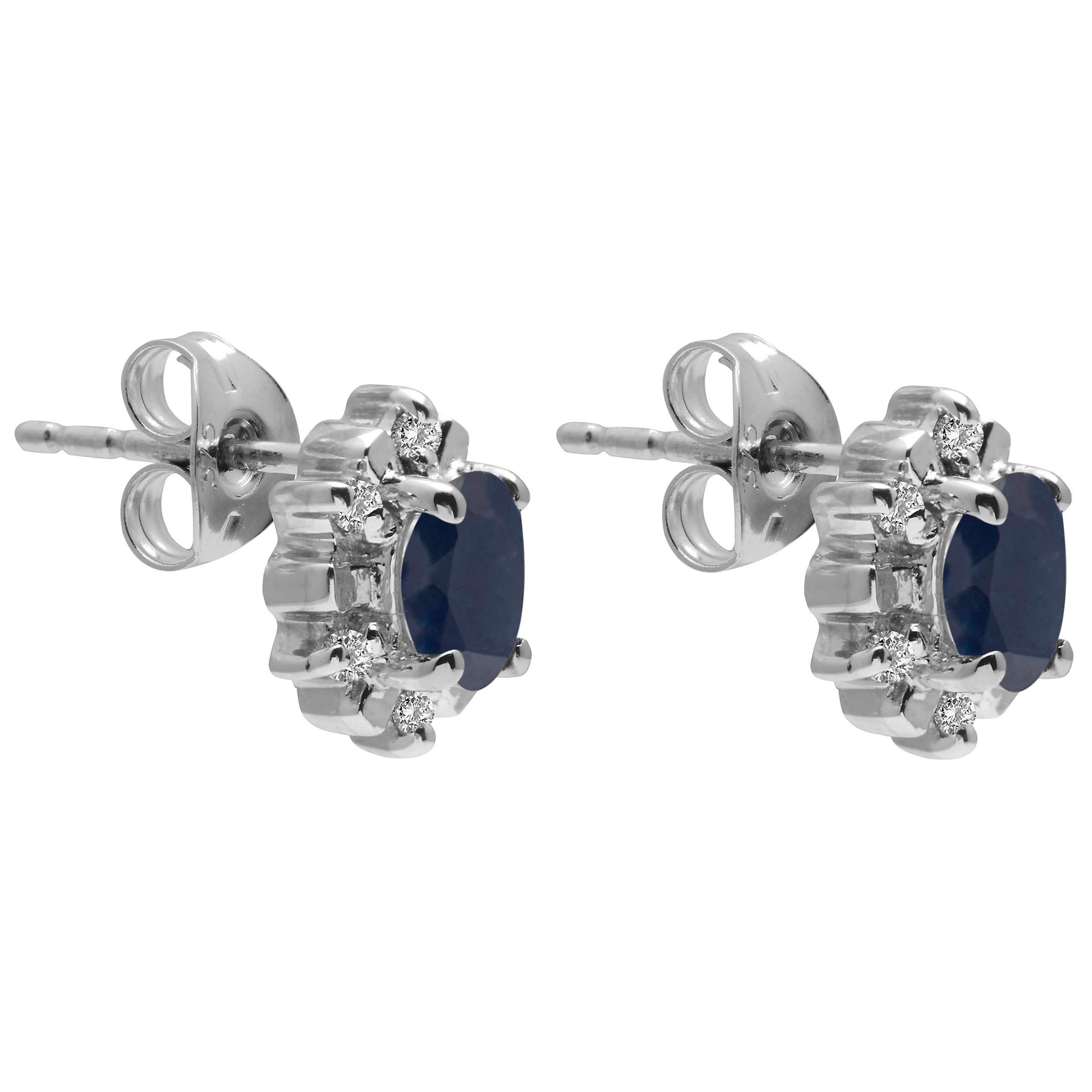 Buy A B Davis 9ct Gold Oval Precious Stone and Diamond Stud Earrings Online at johnlewis.com