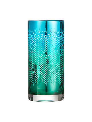 John Lewis & Partners Emerald Peacock Highball Glass, 470ml, Green/Blue