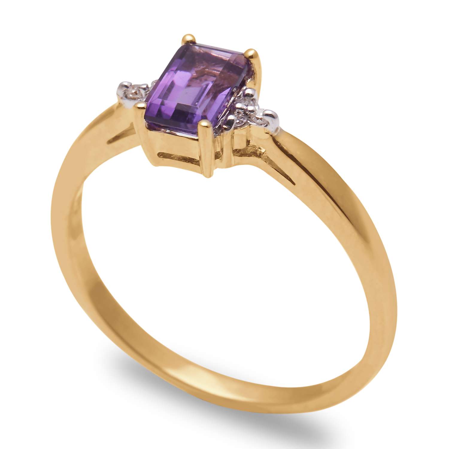 Buy A B Davis 9ct Yellow Gold Baguette Amethyst and Diamond Shoulder Cocktail Ring Online at johnlewis.com