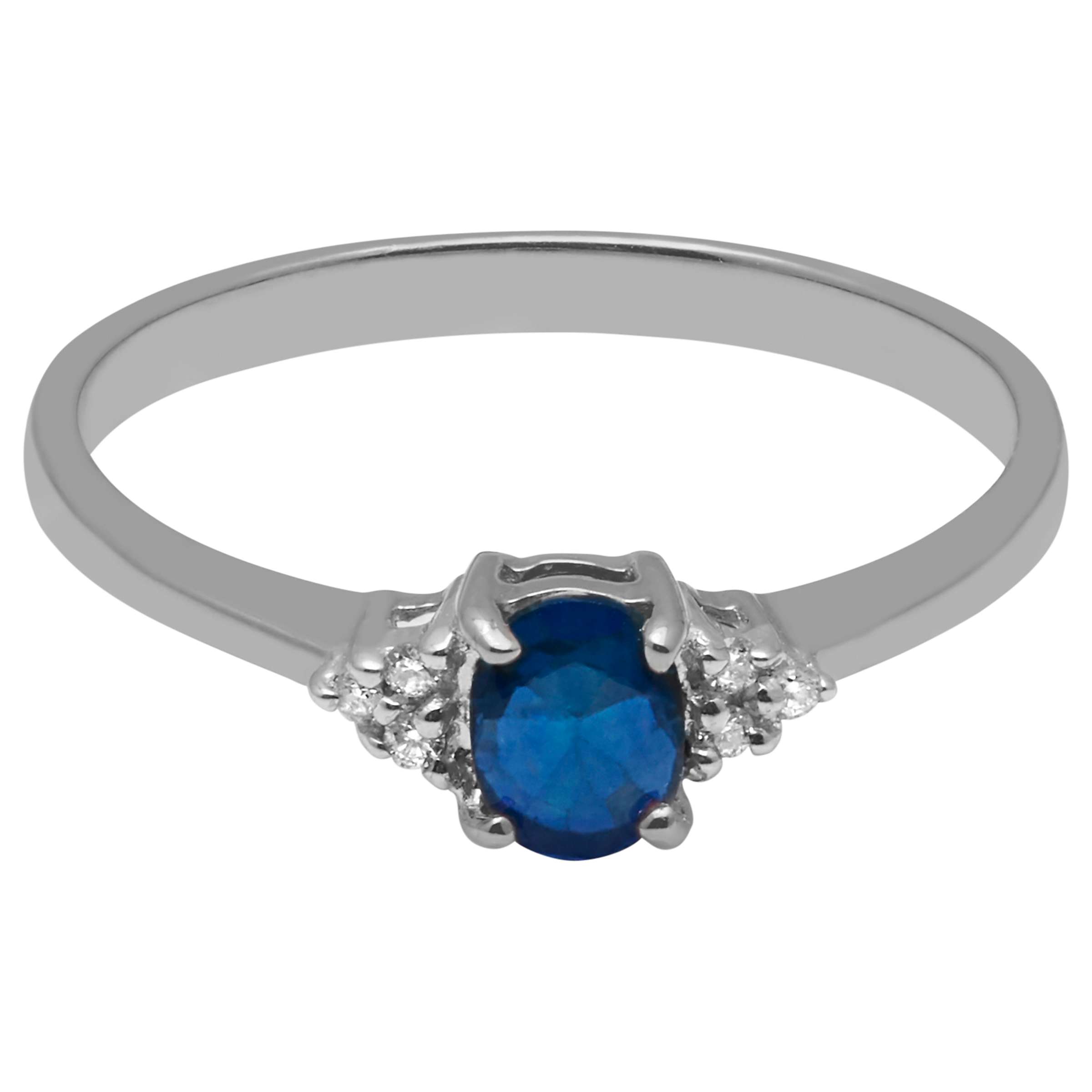 Buy A B Davis 9ct White Gold Oval Sapphire and Diamond Engagement Ring Online at johnlewis.com