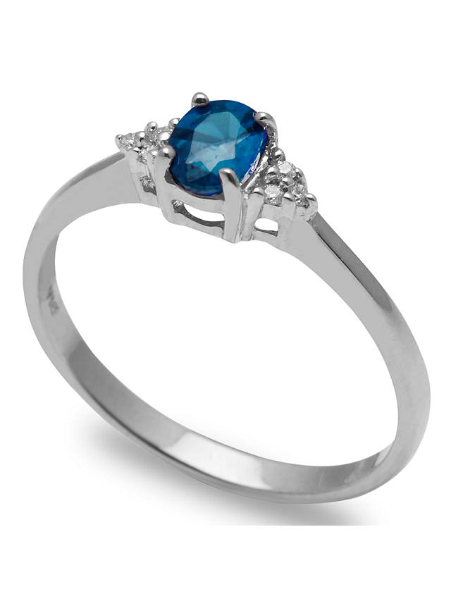 A B Davis 9ct White Gold Oval Sapphire and Diamond Engagement Ring