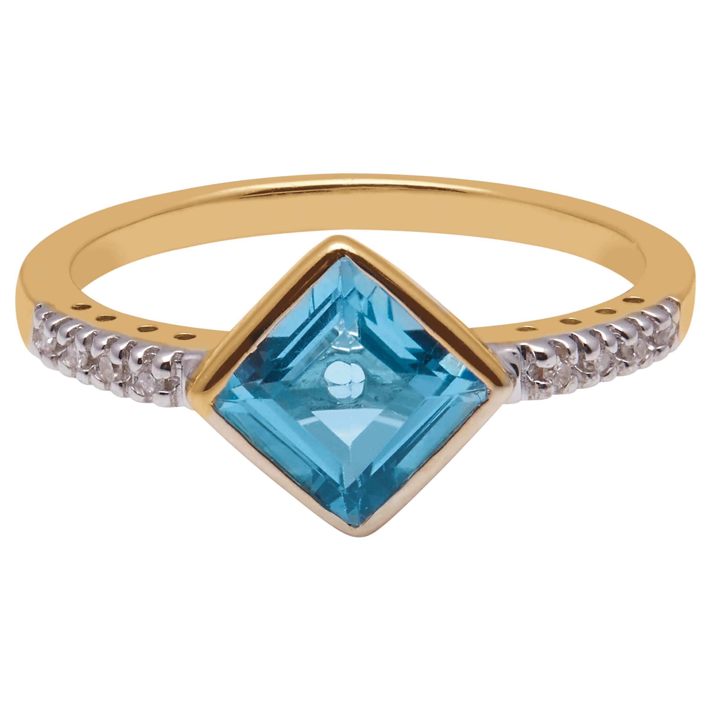 Buy A B Davis 9ct Yellow Gold Princess Cut Topaz and Diamond Shoulder Cocktail Ring Online at johnlewis.com