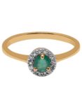 A B Davis 9ct Yellow Gold Round Emerald and Diamond Engagement Ring