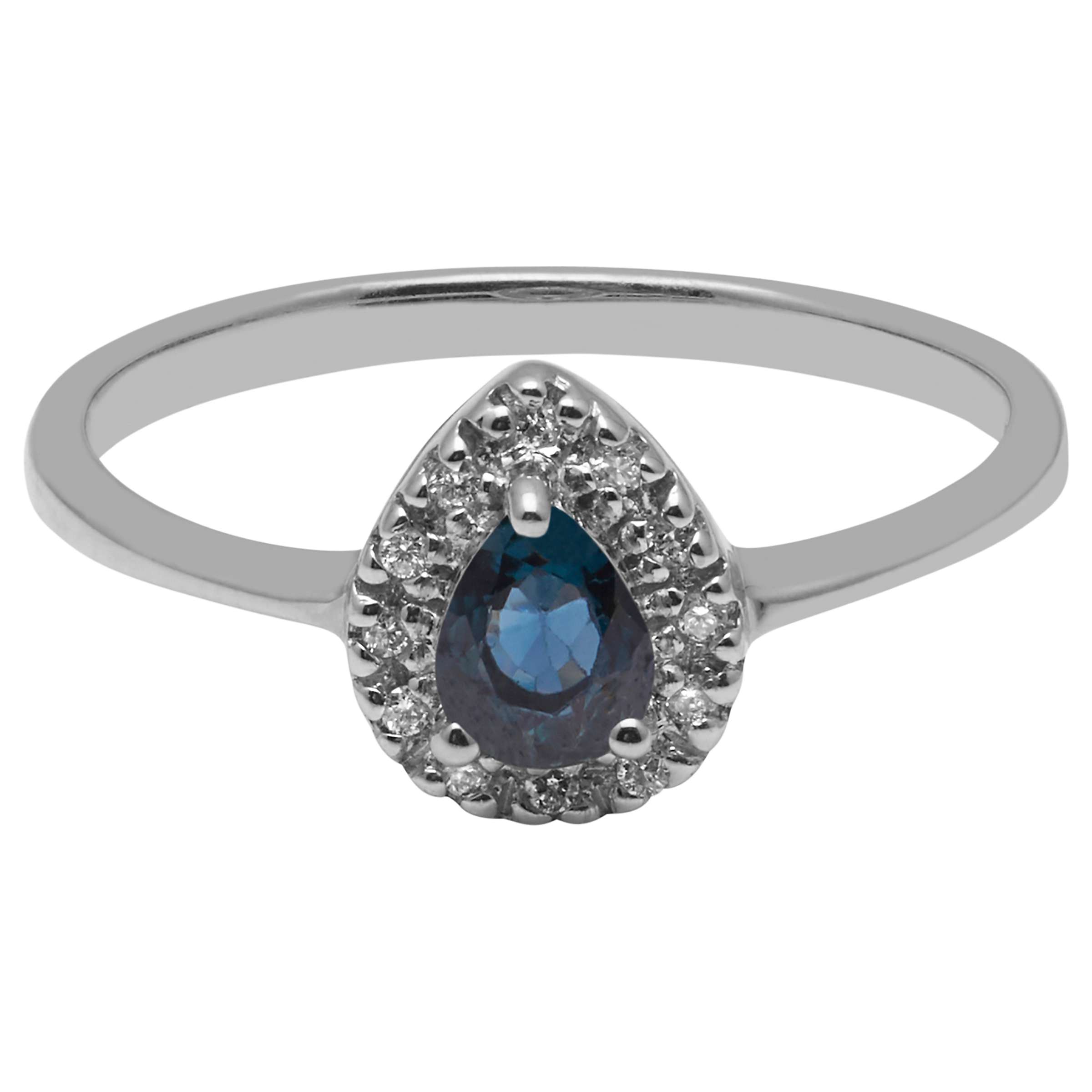 Buy A B Davis 9ct White Gold Pear Sapphire and Diamond Engagement Ring Online at johnlewis.com