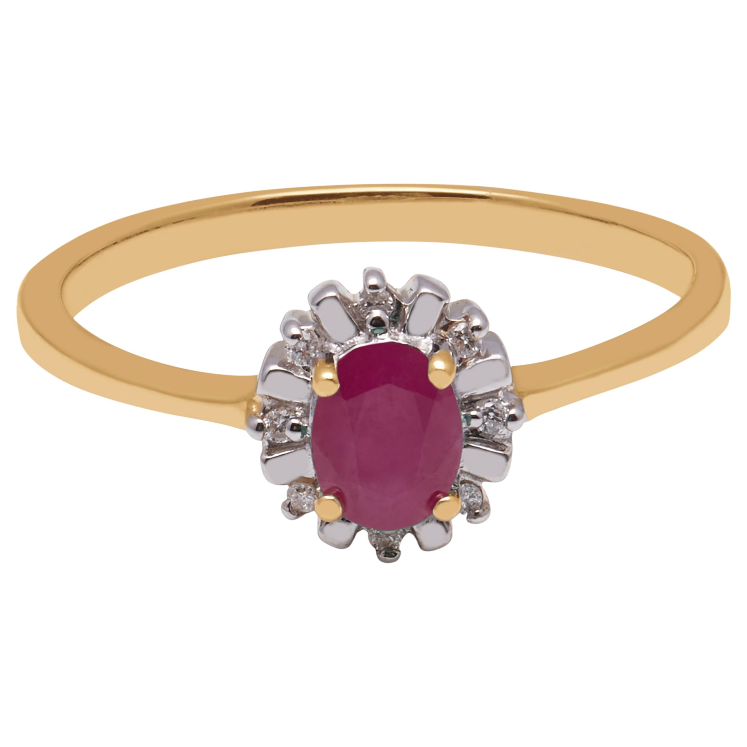 A B Davis 9ct Yellow Gold Oval Ruby and Diamond Engagement Ring