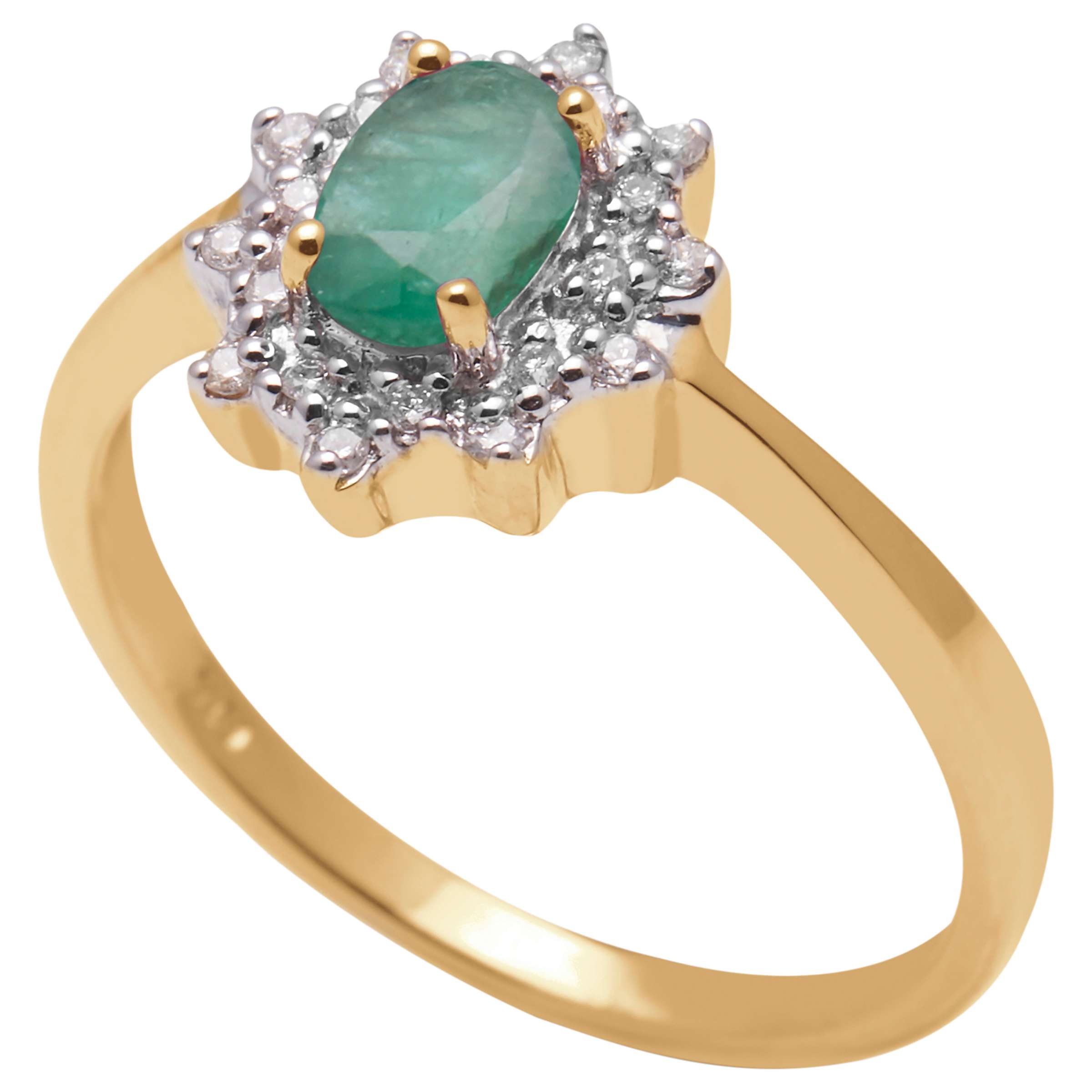 Buy A B Davis 9ct Yellow Gold Emerald and Diamond Cluster Engagement Ring Online at johnlewis.com
