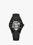 Raymond Weil 2785-BC5-20001 Men's Freelancer Automatic Skeleton Carbon Fibre Leather Strap Watch, Black