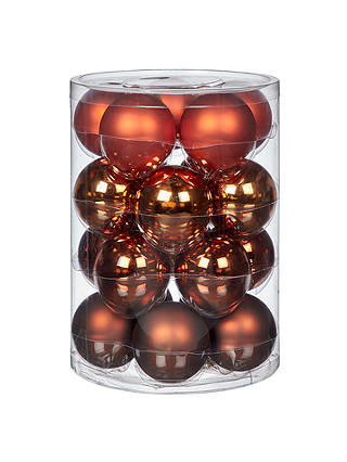 John Lewis & Partners Amber Glass Baubles, Tub of 20, Orange/Multi