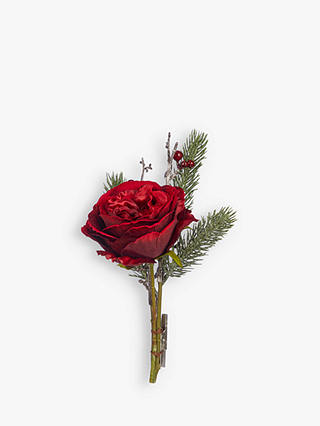 John Lewis & Partners Ruby Festive Rose Clip, Red
