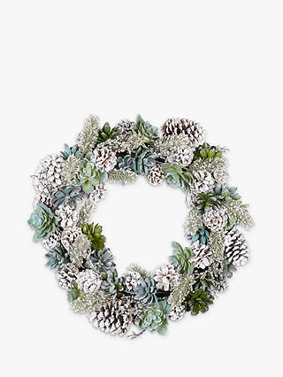 John Lewis & Partners Emerald Frosted Succulent Wreath