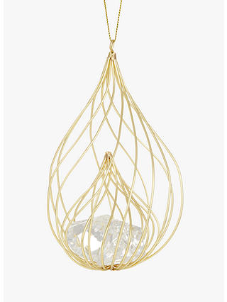 John Lewis & Partners Gold Spiral Cage with Gems Tree Decoration, Gold