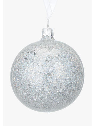 John Lewis & Partners Jet Holographic Frosted Bauble, Grey