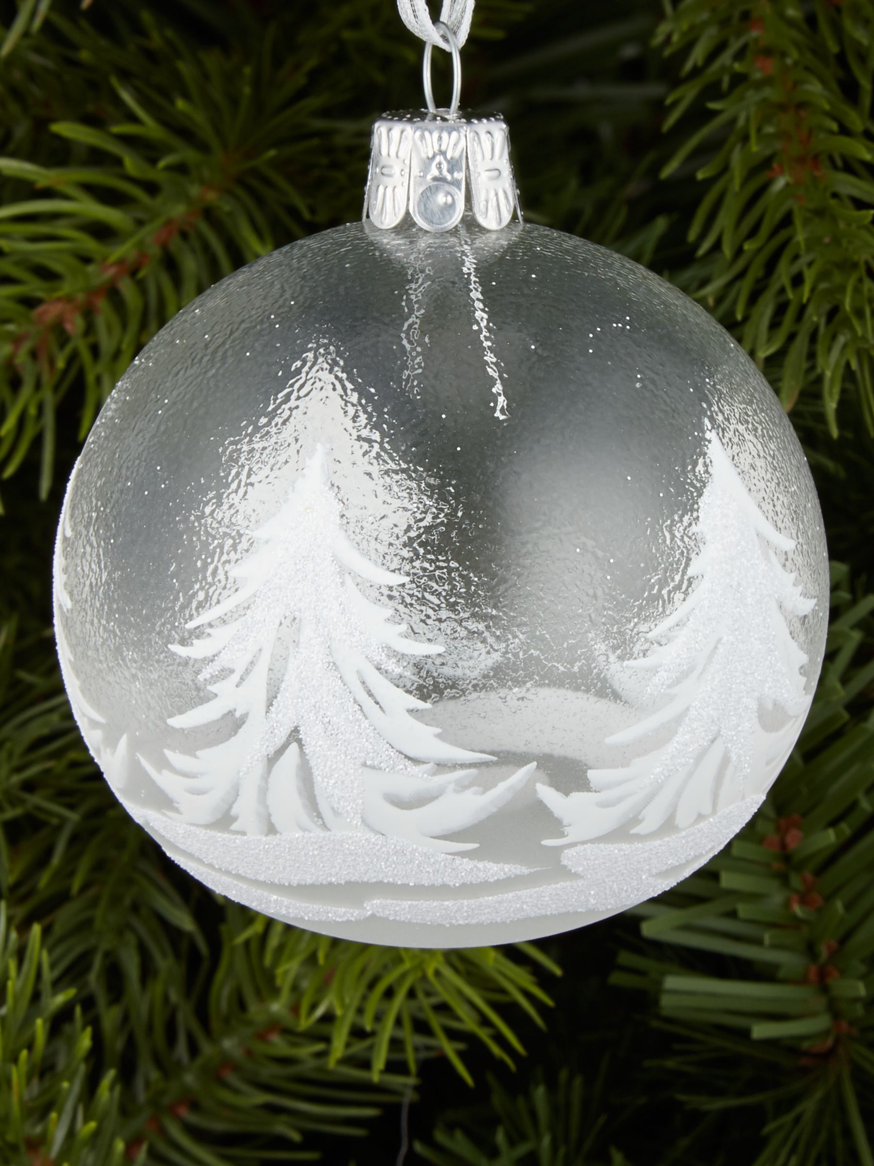 John Lewis & Partners Moonstone Frosted Tree Bauble, White