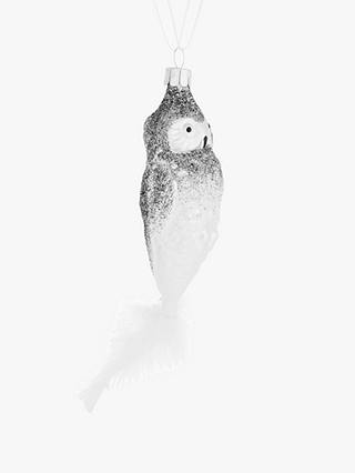 John Lewis & Partners Moonstone Winter Owl Tree Decoration, White / Silver