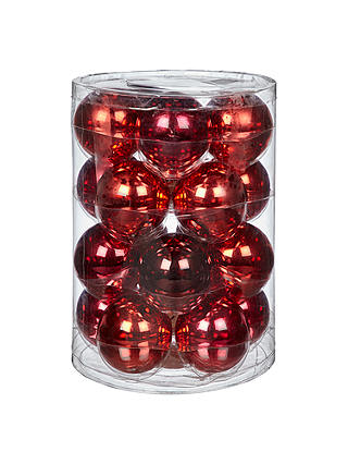 John Lewis & Partners Ruby Glass Baubles, Tub of 20, Red/Multi