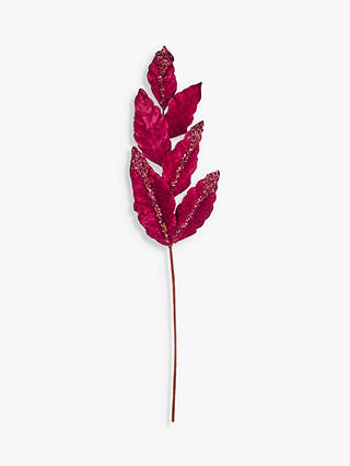 John Lewis & Partners Ruby Velvet Leaf Spray