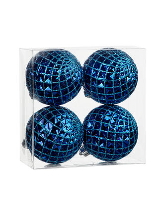 John Lewis & Partners Sapphire Shatterproof Baubles, Box of 4, Blue