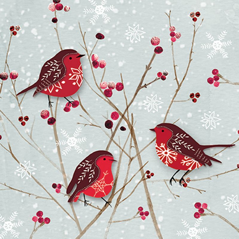 The Almanac Gallery Robins & Berries Christmas Cards, Pack of 8