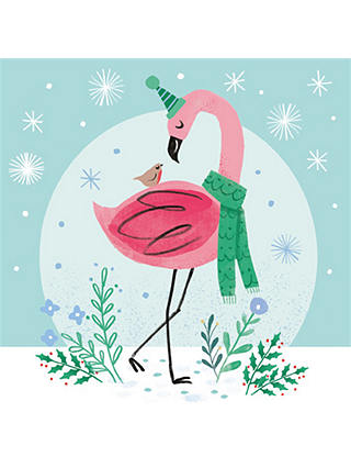 Museums & Galleries Winter Flamingo Charity Christmas Cards, Pack of 8