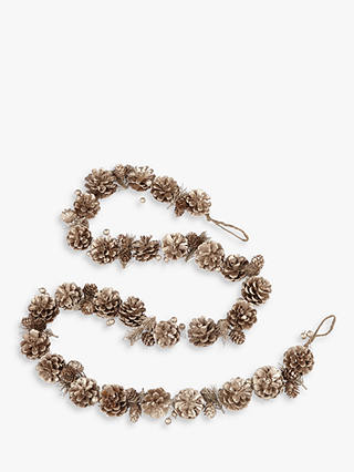 John Lewis & Partners Gold Pine Cone Garland, Champagne
