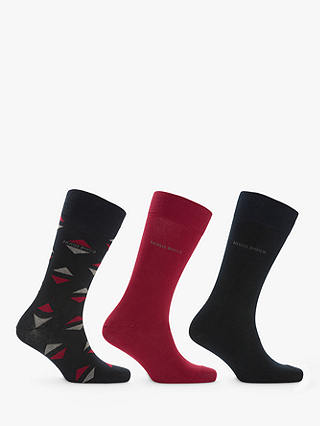 BOSS Sock Gift Set, One Size, Pack of 3, Black/Red