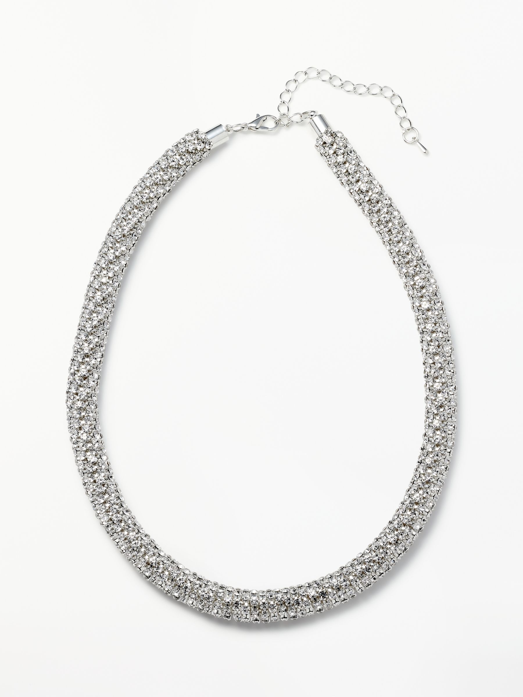 John Lewis & Partners Cubic Zirconia Sparkle Collar Necklace, Silver