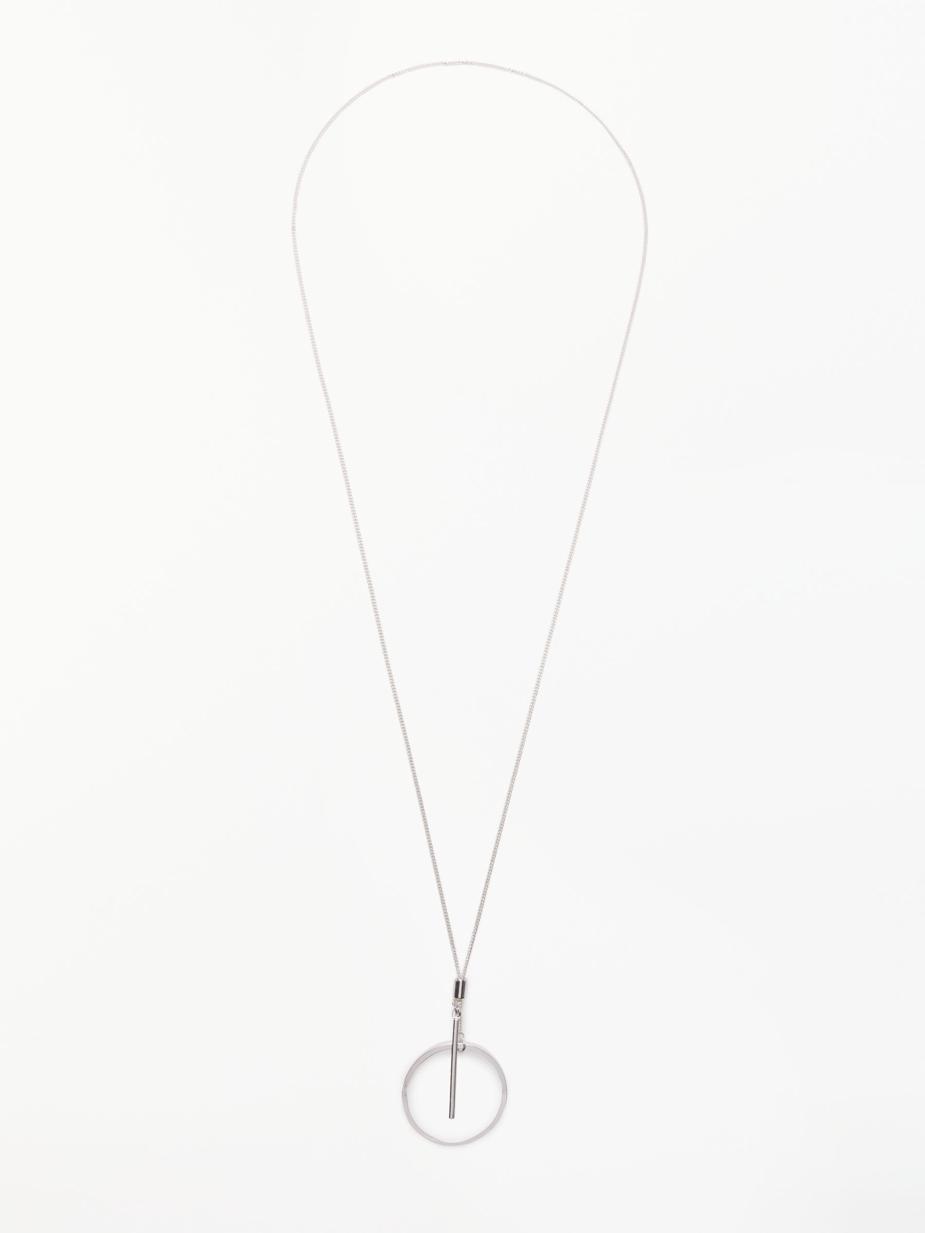 John Lewis & Partners Long Circle Bar Chain Necklace, Silver