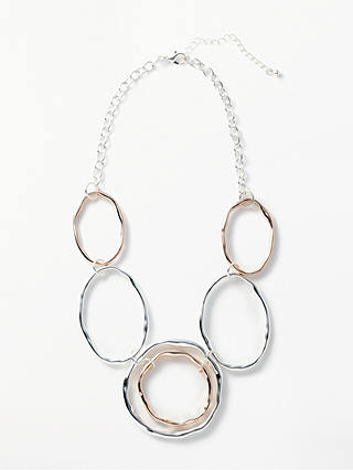 John Lewis & Partners Organic Circle Necklace, Silver/Rose Gold