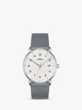 Junghans 041/4885.00 Unisex Form Date Leather Strap Watch, Grey/White