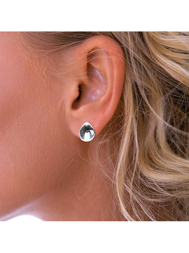 Nina B Concave Stud Earrings, Silver