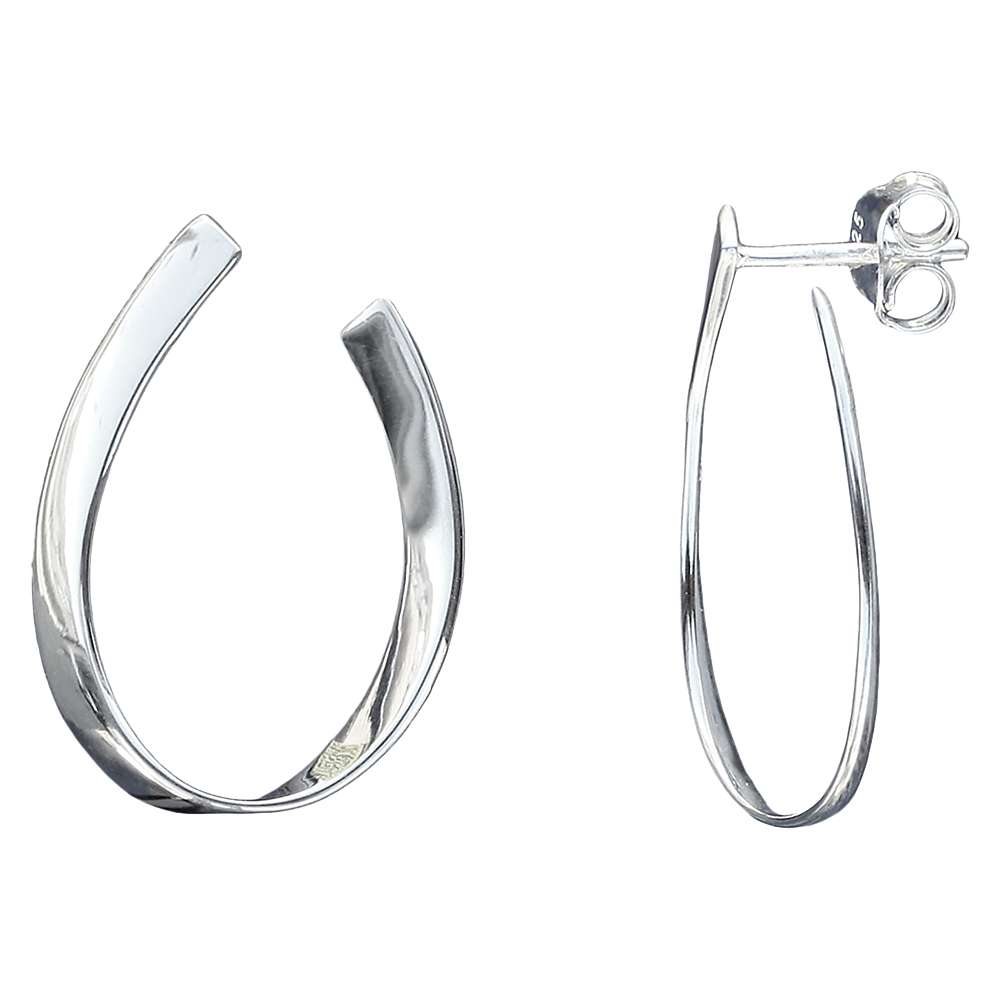 Buy Nina B Flat Curve Hoop Earrings, Silver Online at johnlewis.com