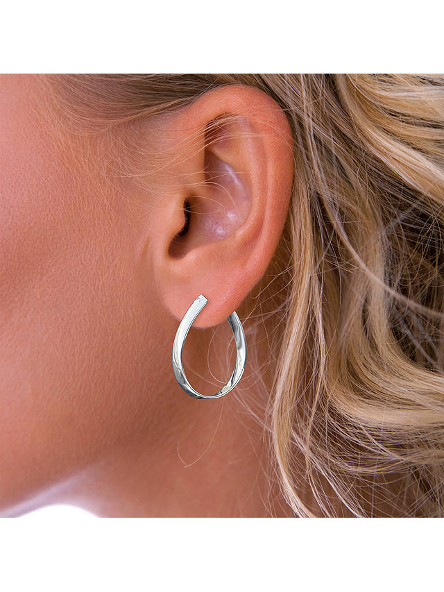 Nina B Flat Curve Hoop Earrings, Silver
