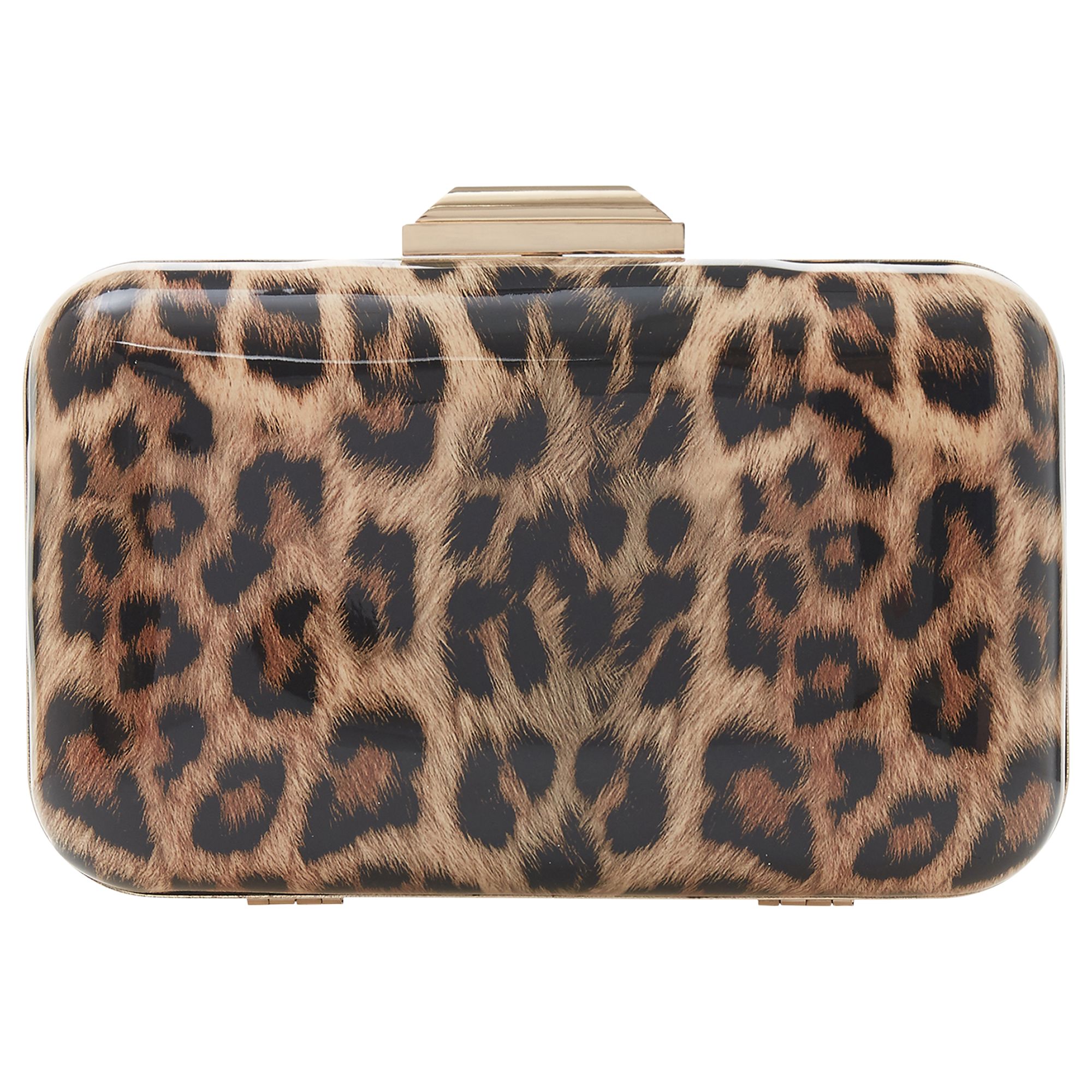 dune leopard print clutch bag