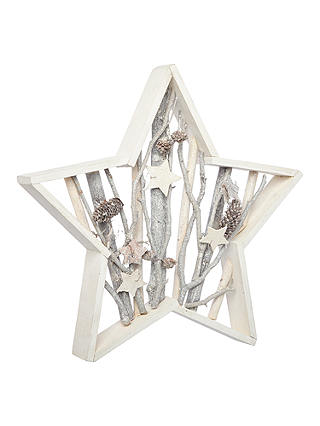 John Lewis & Partners Amber Star-Shaped Birch Decoration