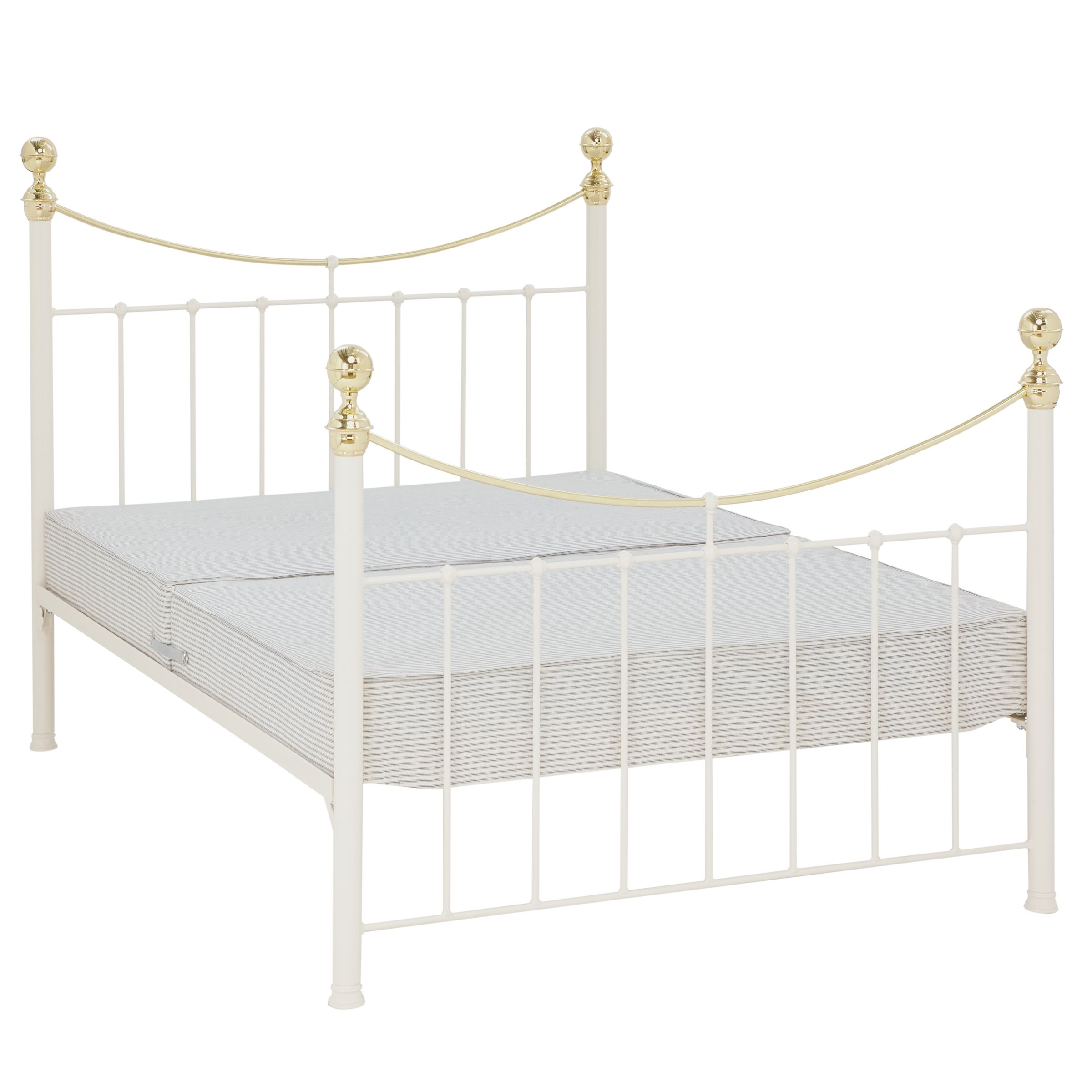 Wrought Iron And Brass Bed Co. Victoria Sprung Bed Frame, King Size, Ivory