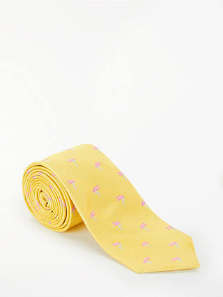 John Lewis & Partners Flamingo Silk Tie, Yellow