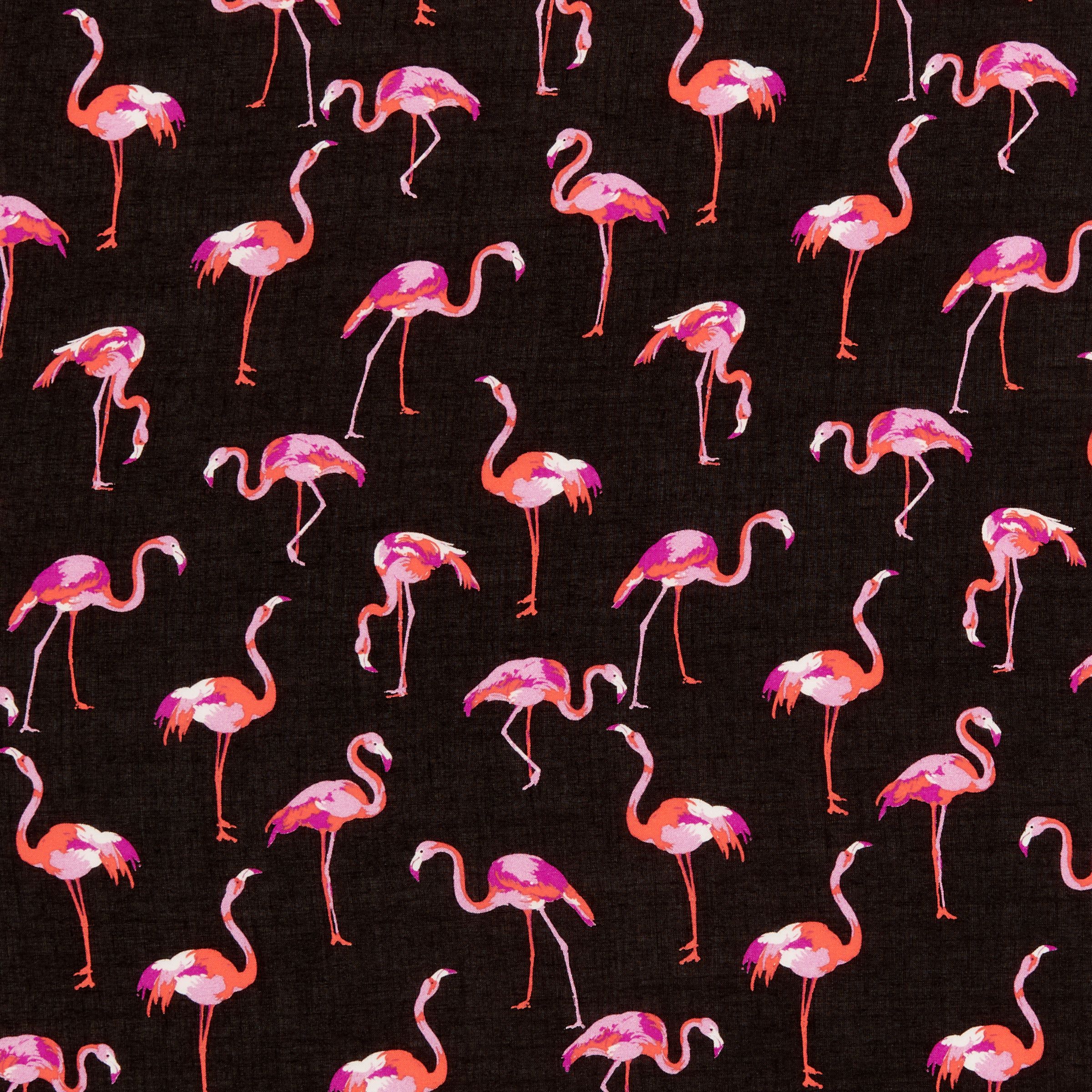Spendlove Flamingo Print Fabric, Black at John Lewis & Partners