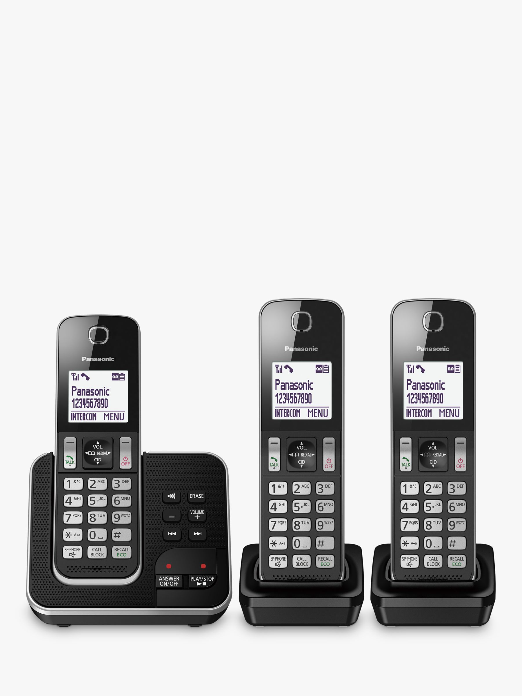 Panasonic KX-TGD623EB Digital Cordless Telephone with Dedicated Nuisance  Call Block Button and Answering Machine, Trio