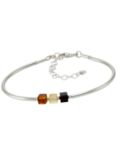 Be-Jewelled Sterling Silver Baltic Amber Triple Cube Bracelet, Silver/Multi